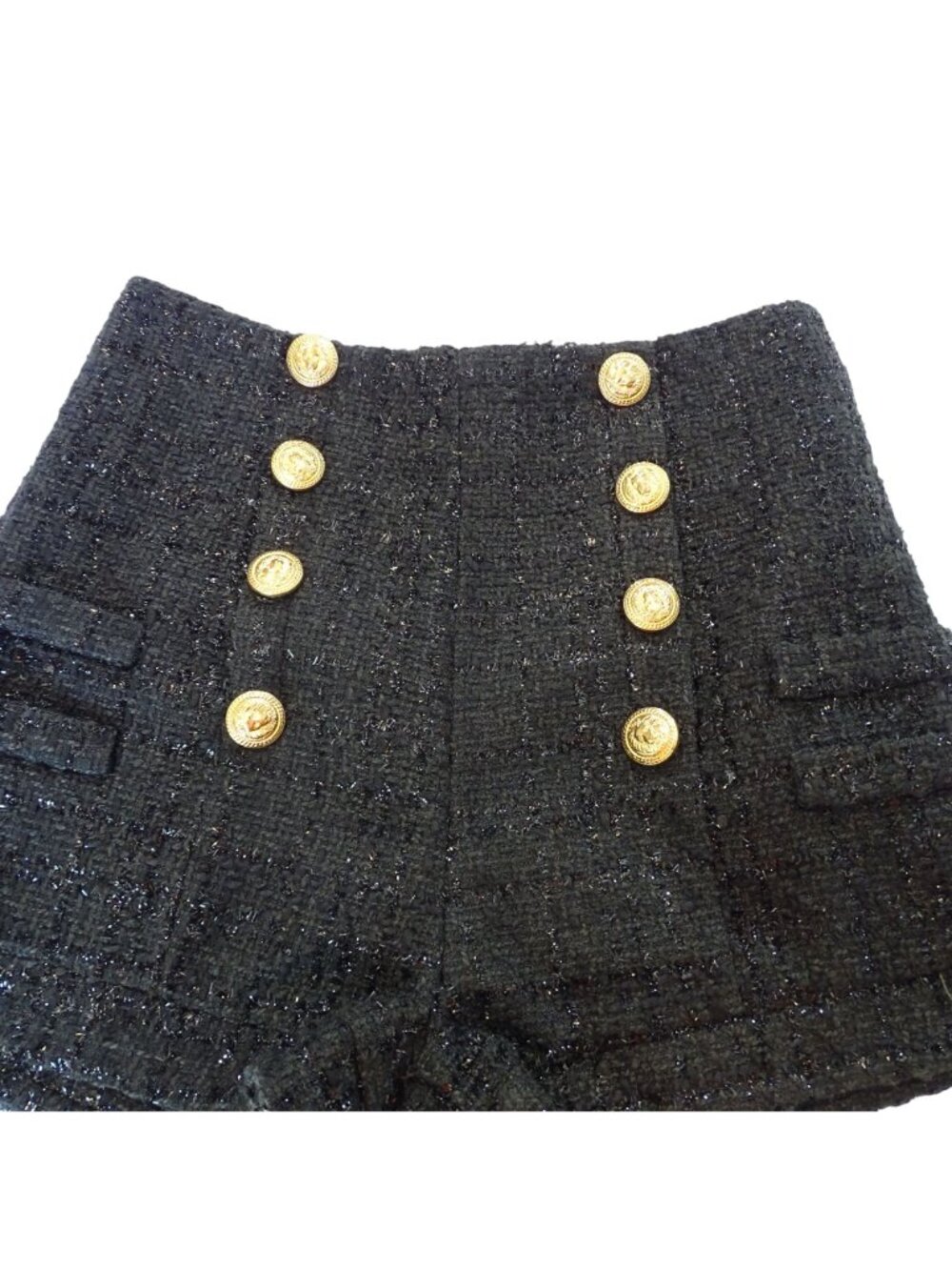 Lady CL Clin Design High Waist Black Shorts Sparkle Size L 28" Festive Mobwife - Picture 2 of 9